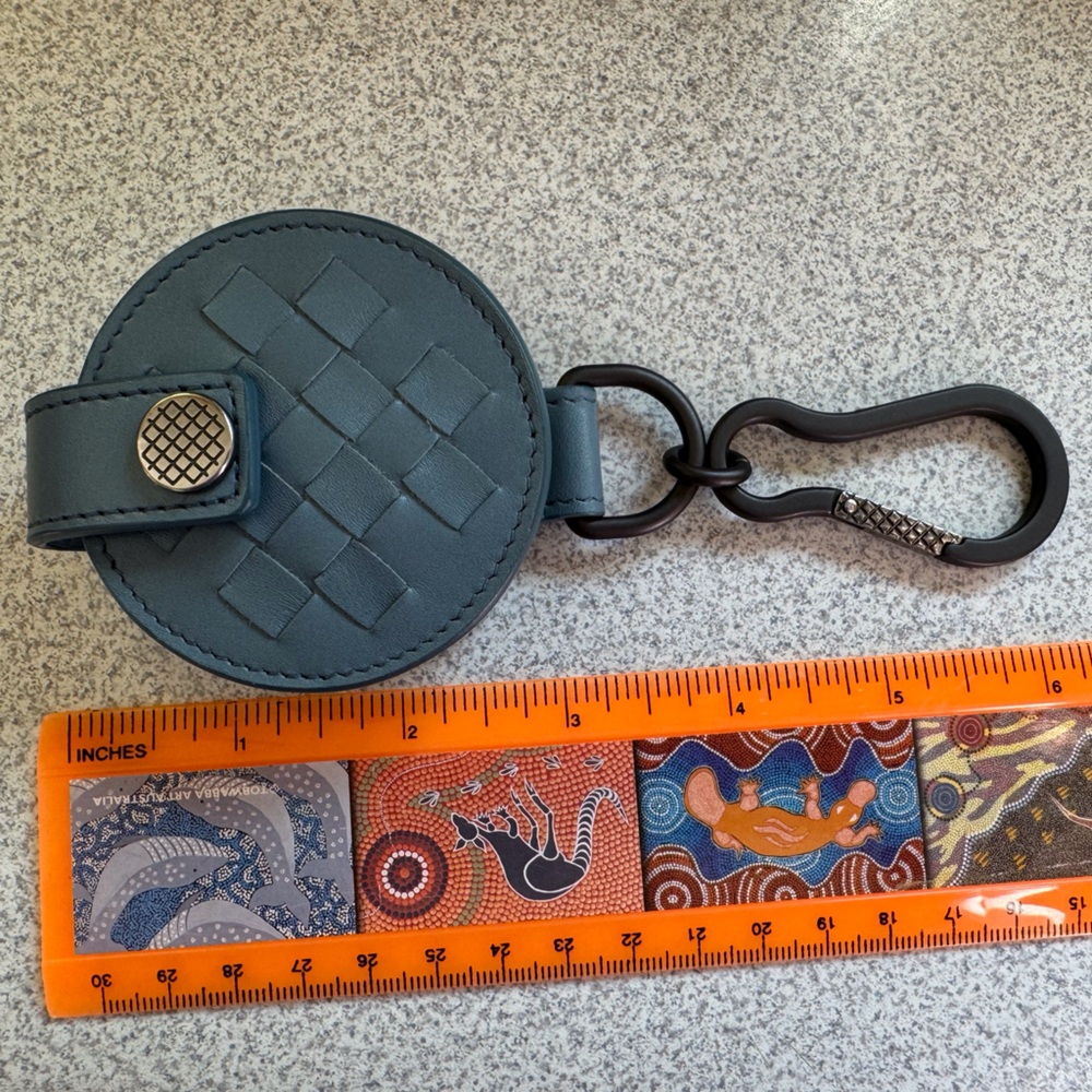 Bottega Veneta Blue Woven Leather Keychain